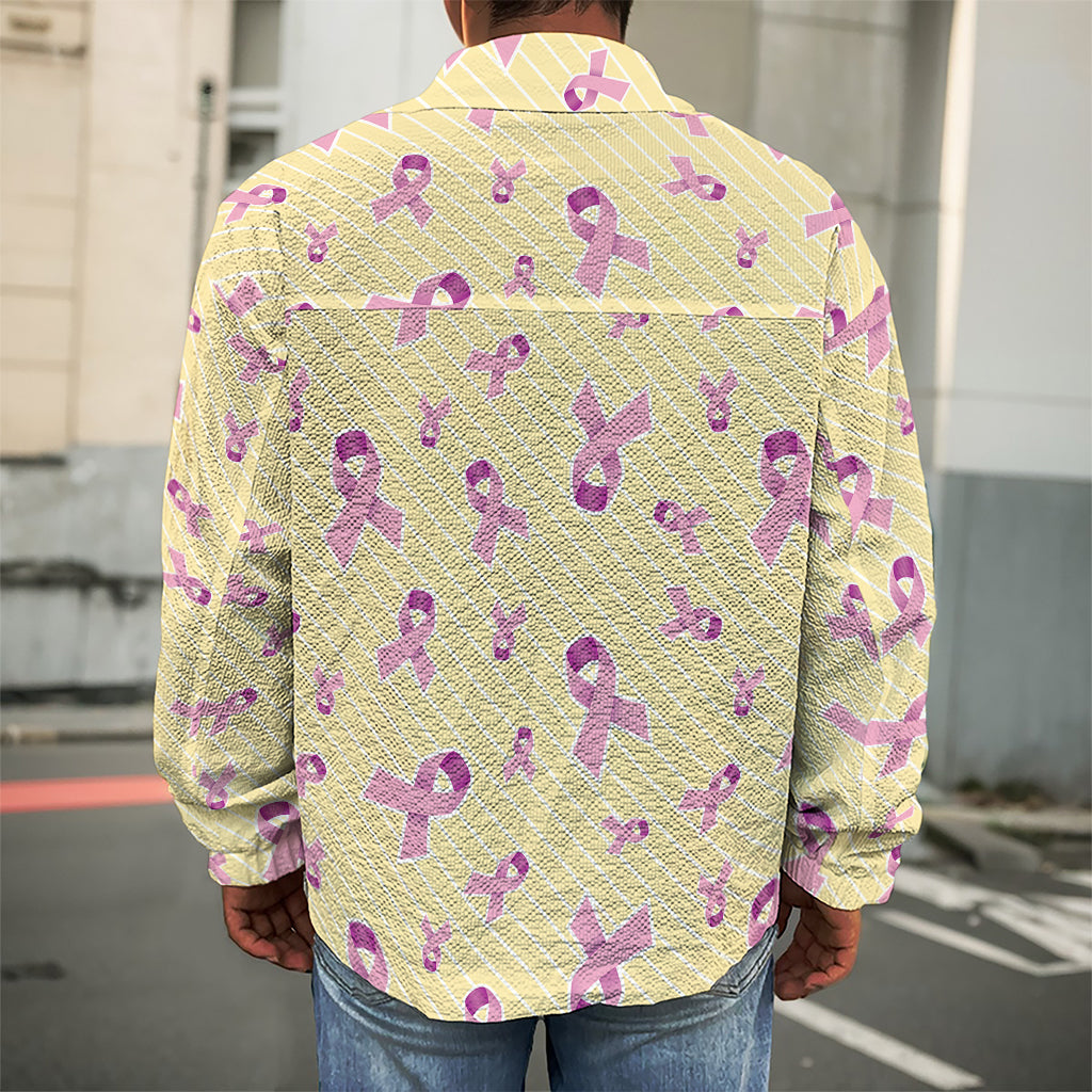 Pastel Breast Cancer Awareness Print Men's Shirt Jacket