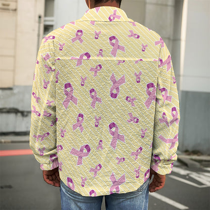 Pastel Breast Cancer Awareness Print Men's Shirt Jacket