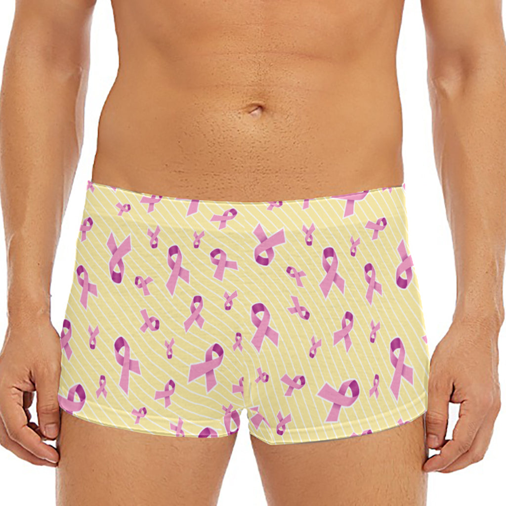 Pastel Breast Cancer Awareness Print Men's Short Boxer Briefs