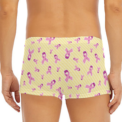 Pastel Breast Cancer Awareness Print Men's Short Boxer Briefs