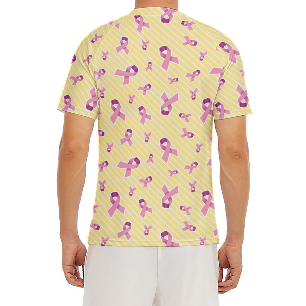 Pastel Breast Cancer Awareness Print Men's Short Sleeve Rash Guard