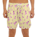 Pastel Breast Cancer Awareness Print Men's Split Running Shorts