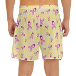 Pastel Breast Cancer Awareness Print Men's Split Running Shorts