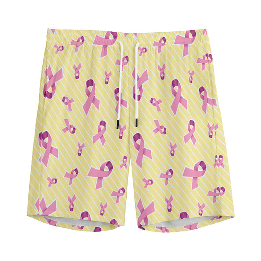 Pastel Breast Cancer Awareness Print Men's Sports Shorts