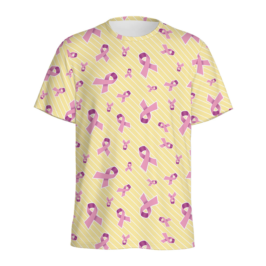 Pastel Breast Cancer Awareness Print Men's Sports T-Shirt