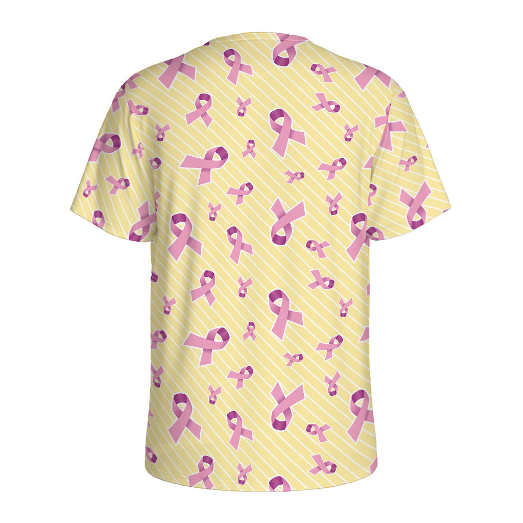 Pastel Breast Cancer Awareness Print Men's Sports T-Shirt