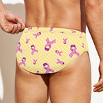 Pastel Breast Cancer Awareness Print Men's Swim Briefs
