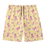 Pastel Breast Cancer Awareness Print Men's Swim Trunks