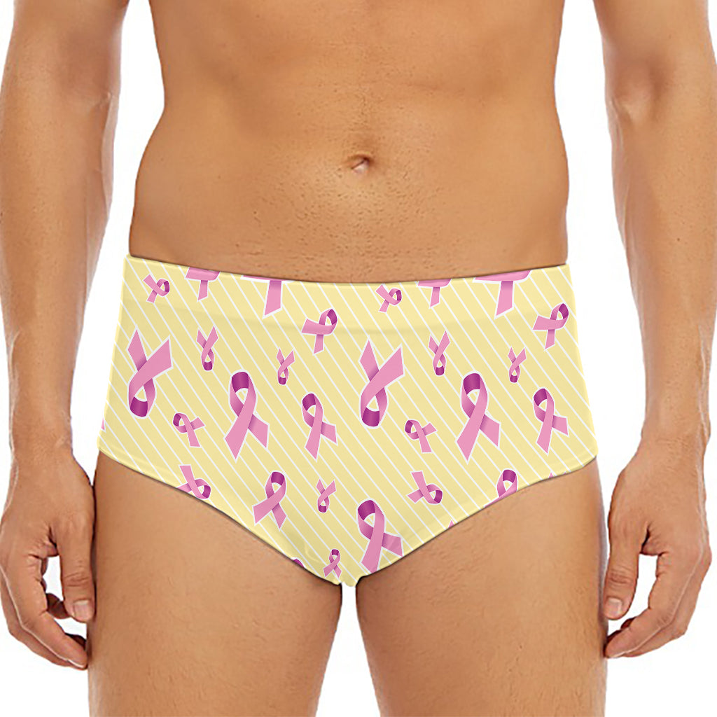 Pastel Breast Cancer Awareness Print Men's Triangle Swim Briefs