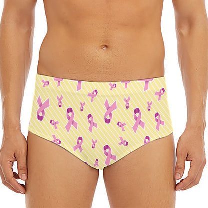 Pastel Breast Cancer Awareness Print Men's Triangle Swim Briefs