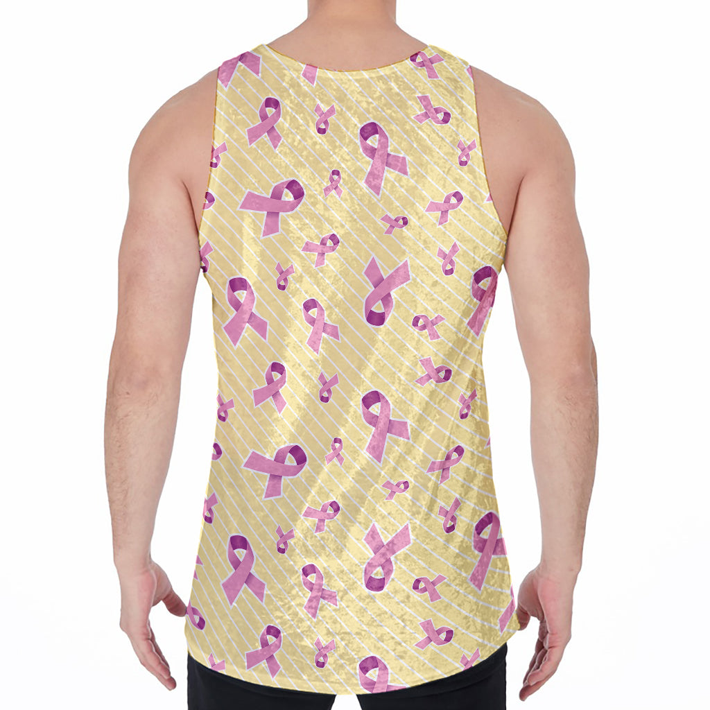 Pastel Breast Cancer Awareness Print Men's Velvet Tank Top
