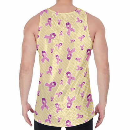 Pastel Breast Cancer Awareness Print Men's Velvet Tank Top