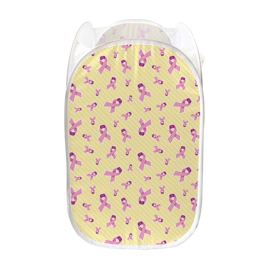 Pastel Breast Cancer Awareness Print Mesh Laundry Hamper