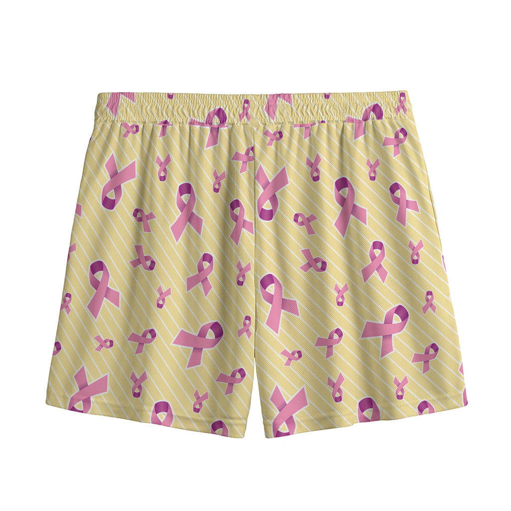 Pastel Breast Cancer Awareness Print Mesh Shorts