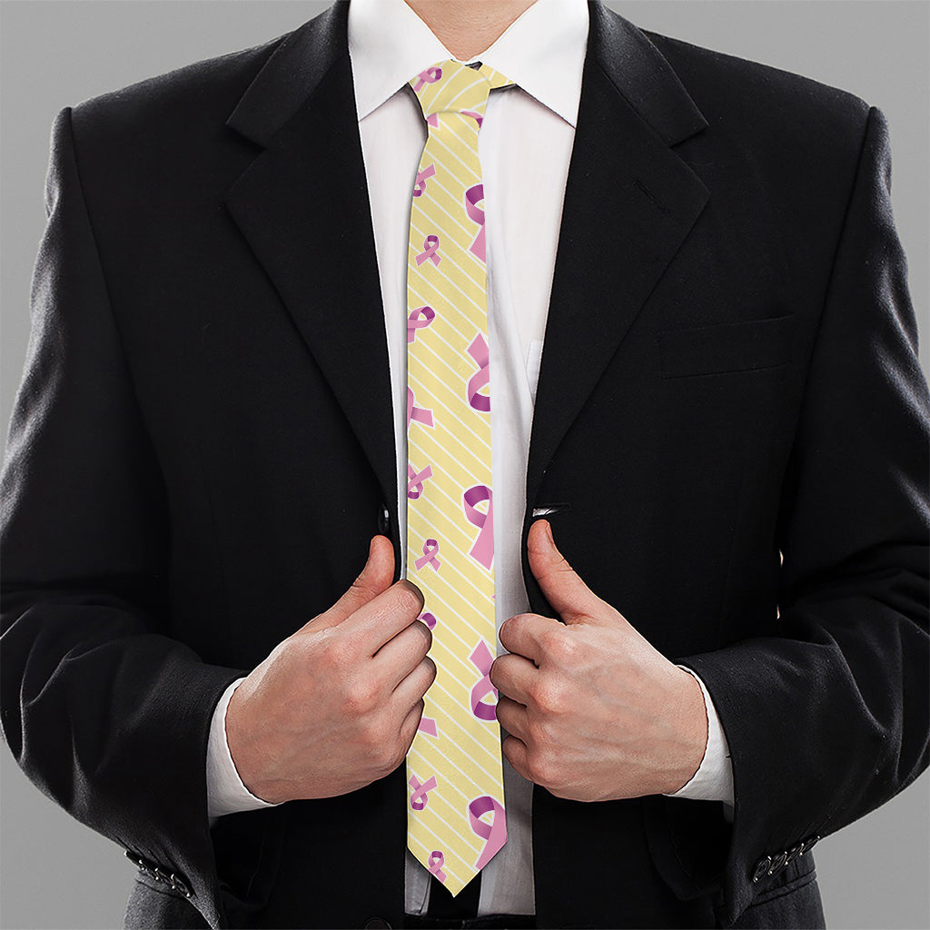 Pastel Breast Cancer Awareness Print Necktie
