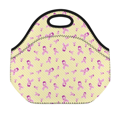 Pastel Breast Cancer Awareness Print Neoprene Lunch Bag