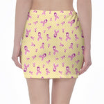 Pastel Breast Cancer Awareness Print Pencil Mini Skirt