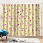 Pastel Breast Cancer Awareness Print Pencil Pleat Curtains