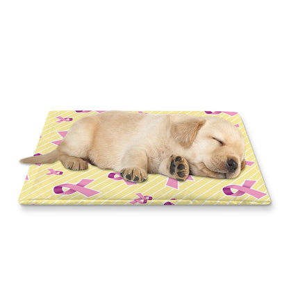 Pastel Breast Cancer Awareness Print Pet Cooling Mat Cover
