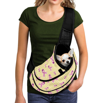 Pastel Breast Cancer Awareness Print Pet Sling Carrier