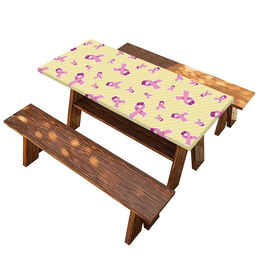 Pastel Breast Cancer Awareness Print Picnic Table Cover