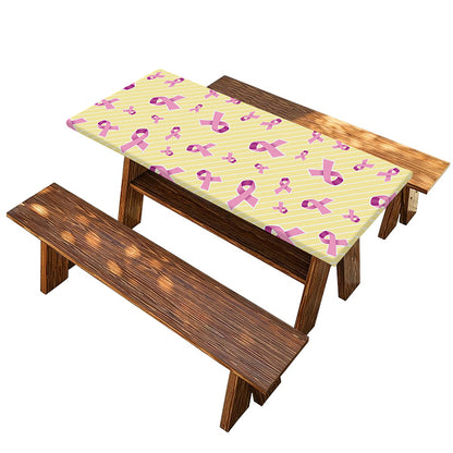 Pastel Breast Cancer Awareness Print Picnic Table Cover