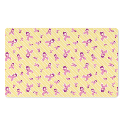 Pastel Breast Cancer Awareness Print Polyester Doormat