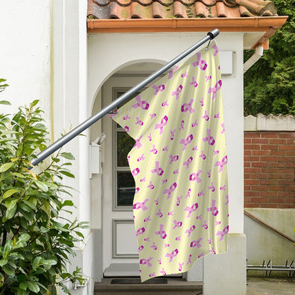 Pastel Breast Cancer Awareness Print Polyester Flag