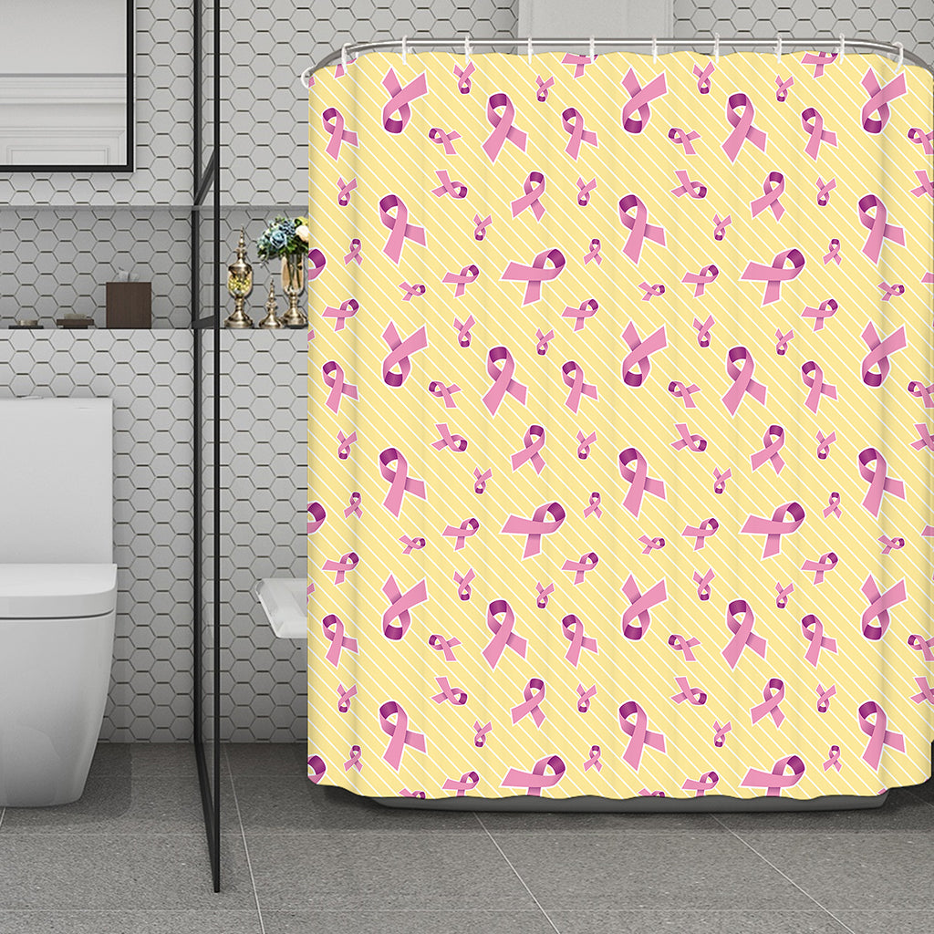 Pastel Breast Cancer Awareness Print Polyester Shower Curtain