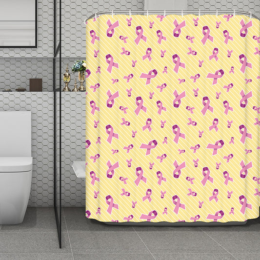 Pastel Breast Cancer Awareness Print Polyester Shower Curtain