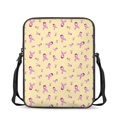 Pastel Breast Cancer Awareness Print Rectangular Crossbody Bag
