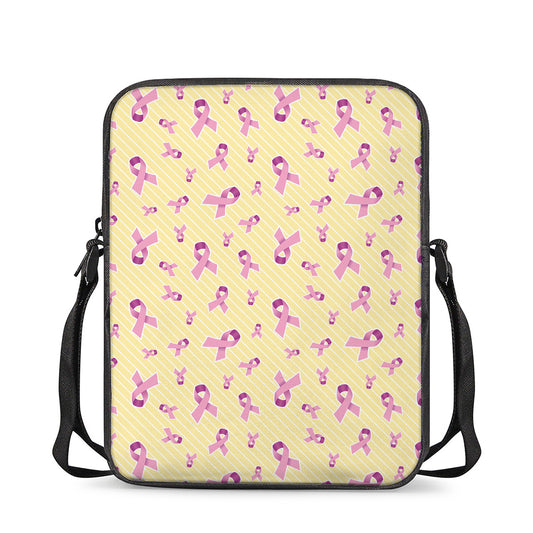 Pastel Breast Cancer Awareness Print Rectangular Crossbody Bag