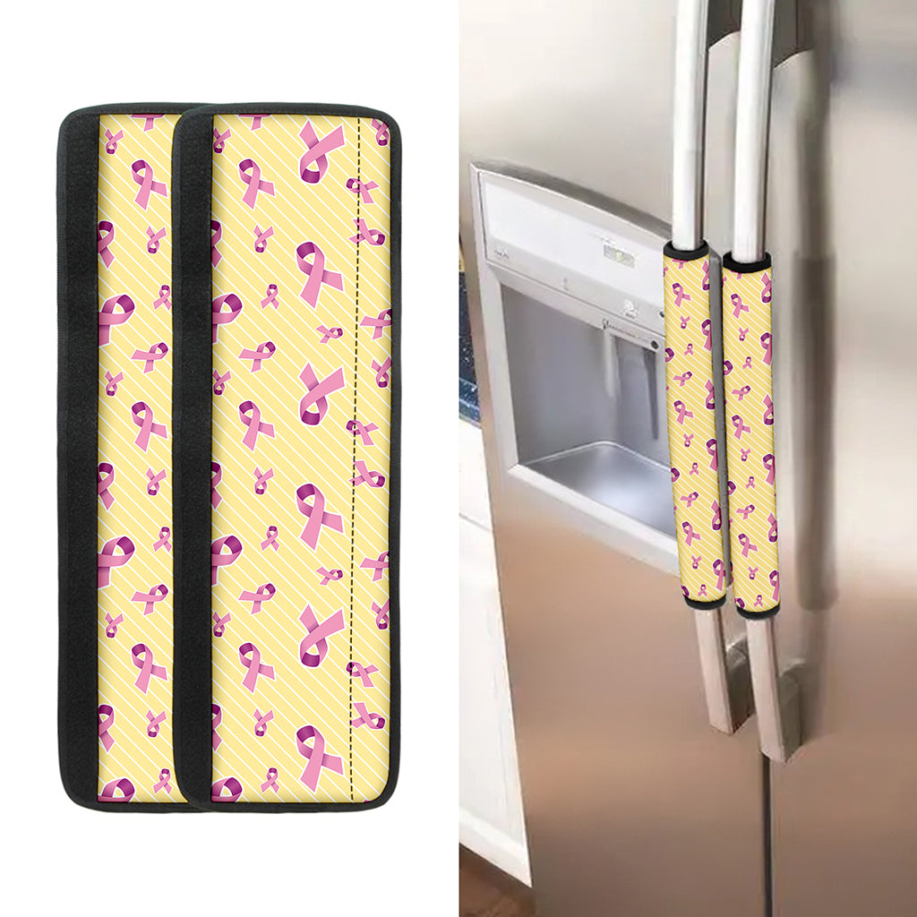 Pastel Breast Cancer Awareness Print Refrigerator Handle Covers