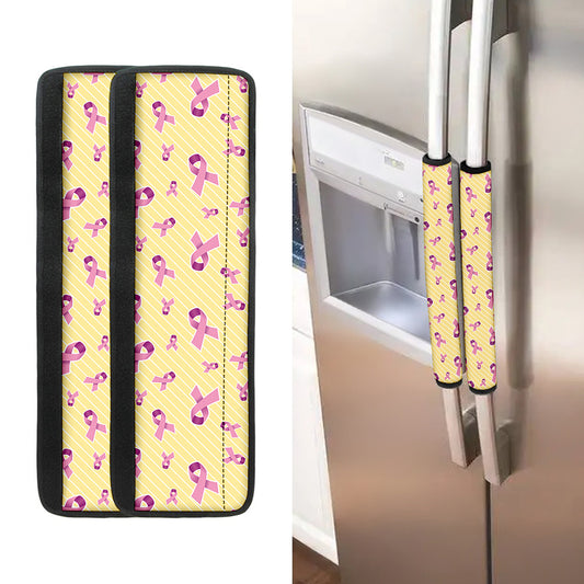Pastel Breast Cancer Awareness Print Refrigerator Handle Covers