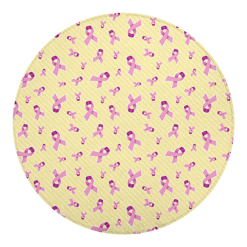 Pastel Breast Cancer Awareness Print Round Blanket