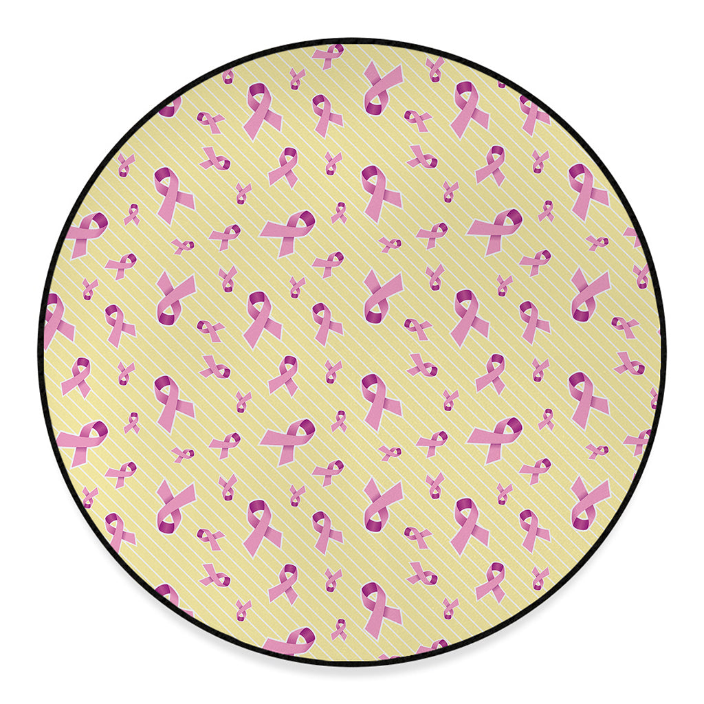 Pastel Breast Cancer Awareness Print Round Floor Mat