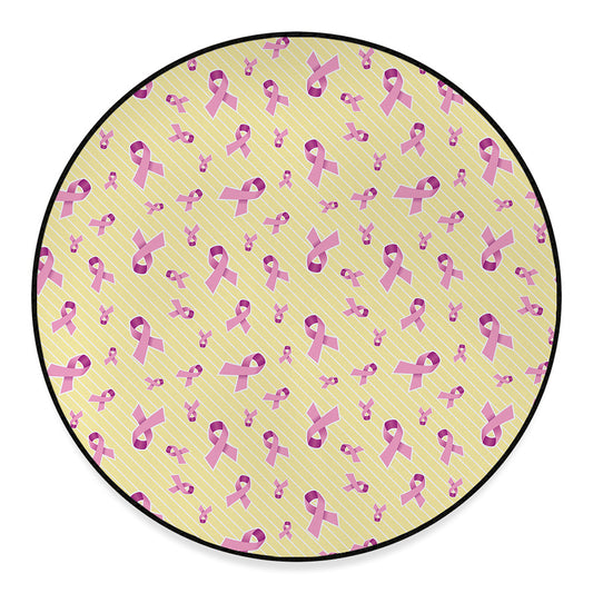 Pastel Breast Cancer Awareness Print Round Floor Mat