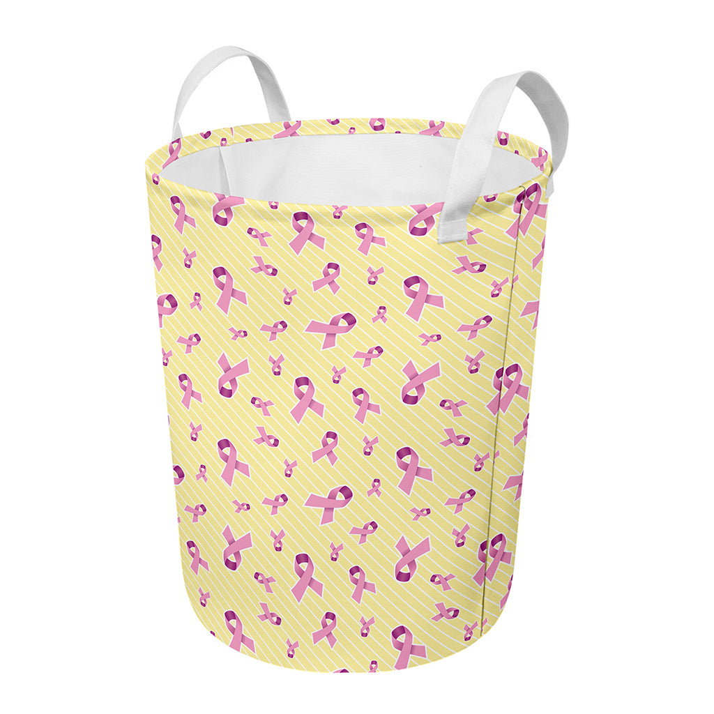Pastel Breast Cancer Awareness Print Round Laundry Basket