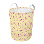 Pastel Breast Cancer Awareness Print Round Laundry Basket