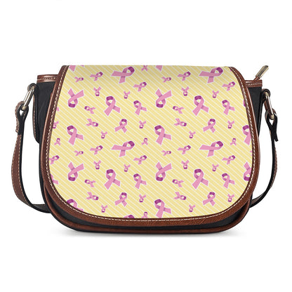 Pastel Breast Cancer Awareness Print Saddle Bag