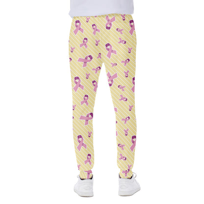 Pastel Breast Cancer Awareness Print Scuba Joggers