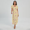 Pastel Breast Cancer Awareness Print Short Sleeve Maxi Dress