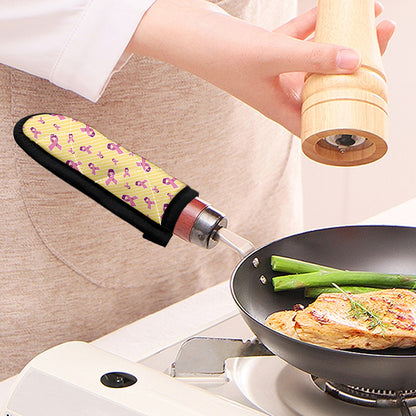 Pastel Breast Cancer Awareness Print Skillet Handle Cover