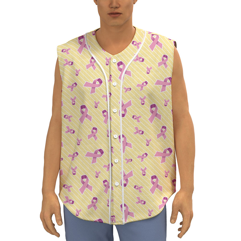 Pastel Breast Cancer Awareness Print Sleeveless Baseball Jersey