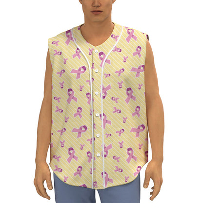 Pastel Breast Cancer Awareness Print Sleeveless Baseball Jersey