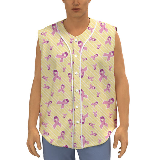 Pastel Breast Cancer Awareness Print Sleeveless Baseball Jersey