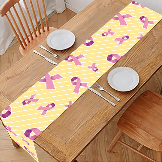 Pastel Breast Cancer Awareness Print Table Runner
