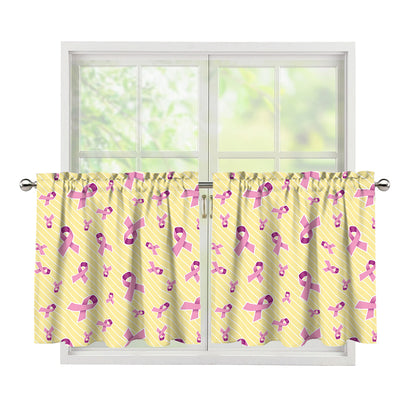 Pastel Breast Cancer Awareness Print Tier Curtains