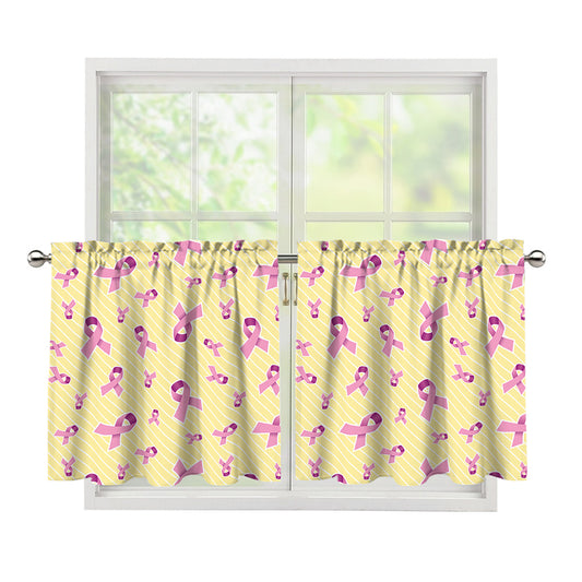 Pastel Breast Cancer Awareness Print Tier Curtains