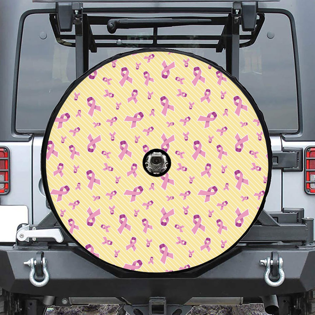 Pastel Breast Cancer Awareness Print Tire Cover With Camera Hole